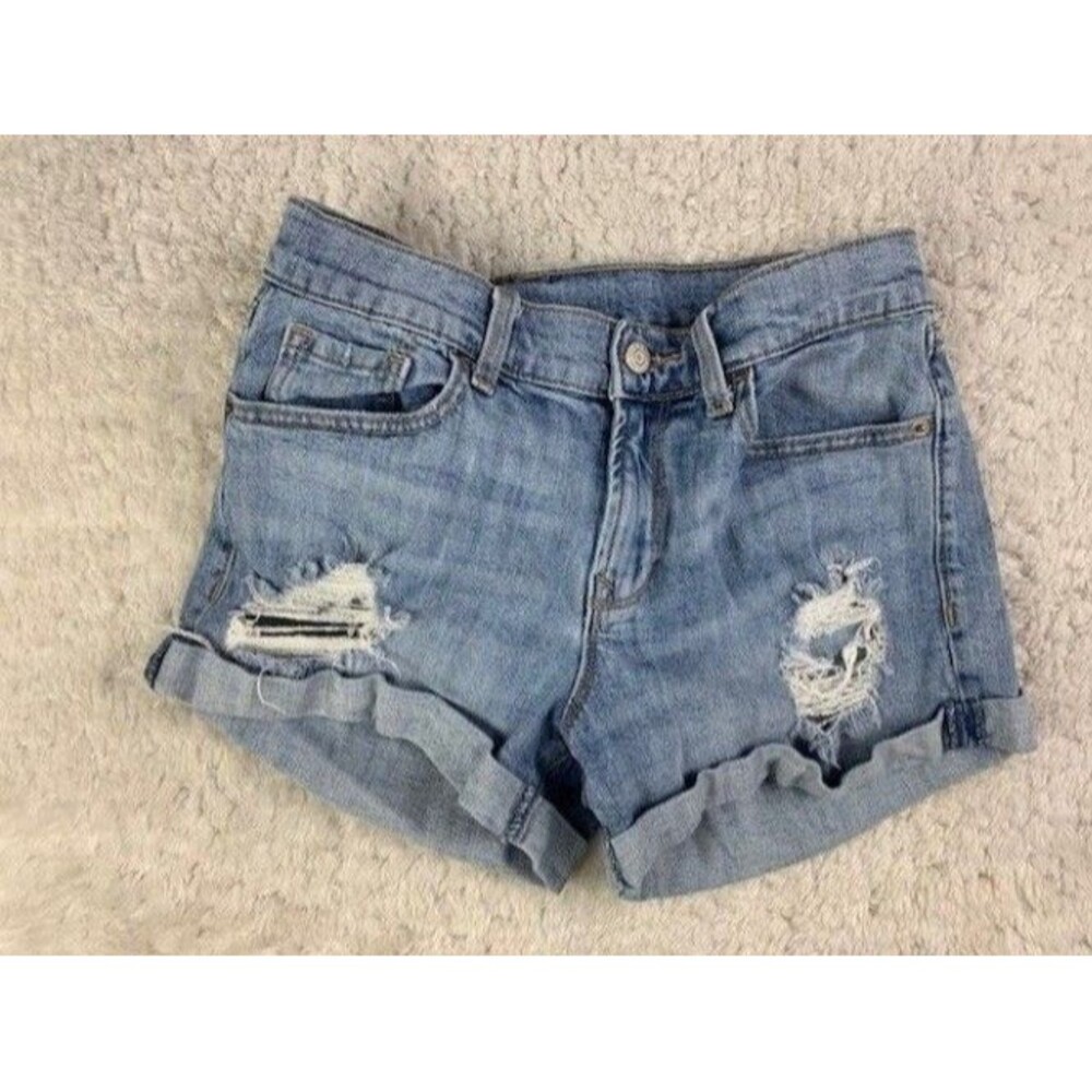 Old Navy Size 4r Womens Shorts Distressed Roll Cuff Hem Light Wash Stretch